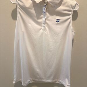 Elegant White Sleeveless Button Down Shirt